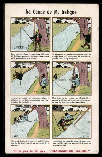 Künstler-AK sign. Leavey: La Canne de M. Laligne, Comic