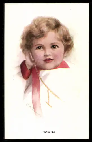 Künstler-AK sign. Bailey: Kleinkind lauscht den Tönen einer Taschenuhr