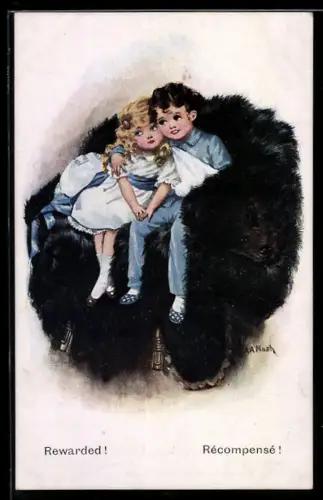 Künstler-AK sign. A. A. Nash: Mädchen tröstet den verletzten Bruder