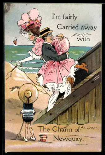 Künstler-AK sign. A. Percy White: Herr trägt Dame über der Schulter