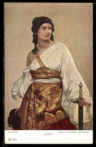 Künstler-AK sign. A. Riedel: Judit mit Schwert