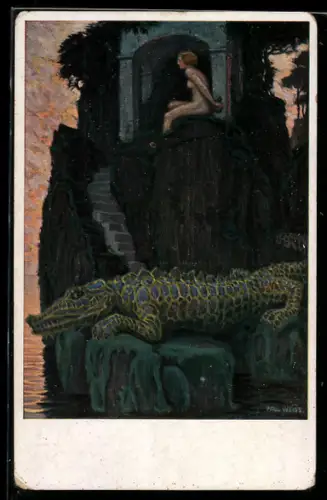 Künstler-AK sign. Paul Weiss: Gefangende Andromeda