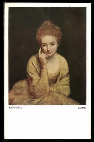 Künstler-AK sign. Reynolds: Junge Frau im gelben Kleid