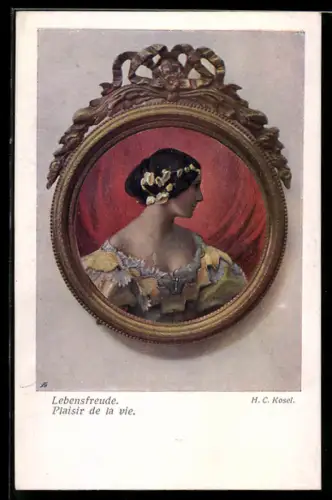 Künstler-AK sign. H. C. Kosel: Junge Frau im Spiegel