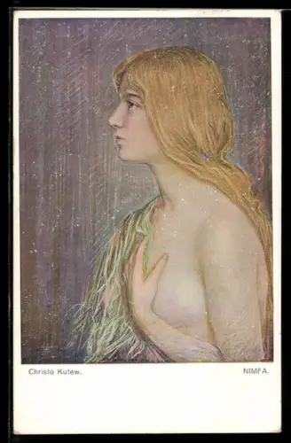 Künstler-AK sign. Christo Kutew: Junge Frau mit nackter Brust