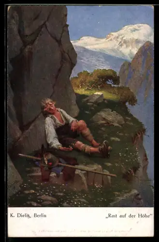 Künstler-AK sign. K. Dielitz: Rast auf der Höhe