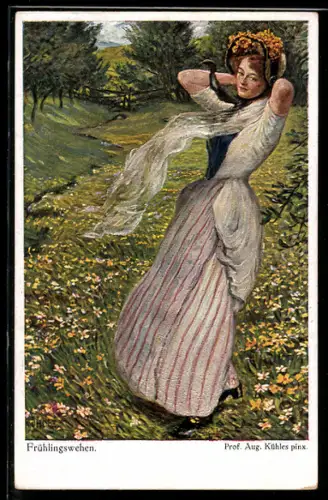 Künstler-AK sign. Aug. Kühles: Frühlingswehen