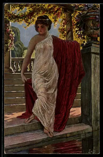 Künstler-AK sign. Lehmann-Dumont: Vor dem Bade