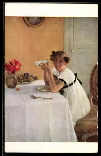 Künstler-AK sign. Muenier: Das Vesperbrot