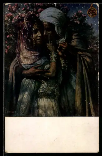Künstler-AK sign. A. Dinet: Arabische Liebesnacht