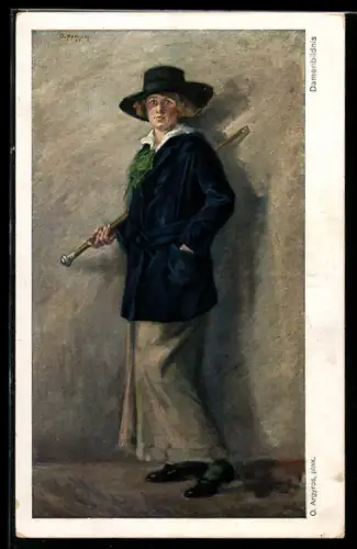 Künstler-AK sign. O. Argyros: Damenbildnis