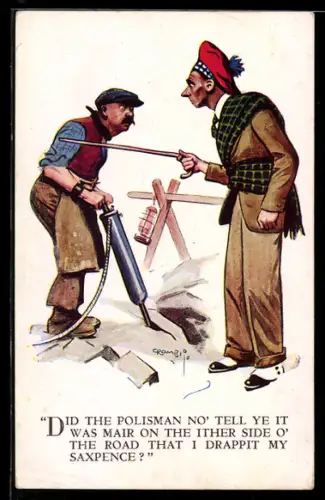 Künstler-AK sign. Crombio: Did the Policeman not tell ye it was mair...