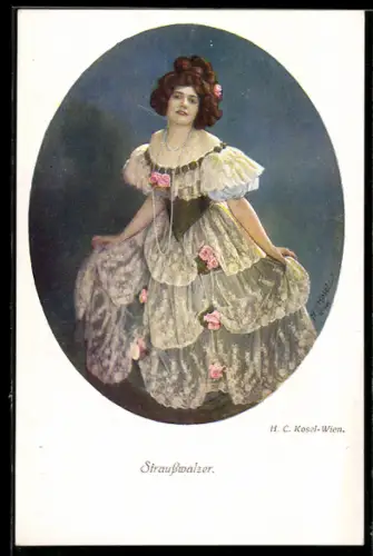 Künstler-AK Brüder Kohn (B.K.W.I) Nr.247-4: Dame im Kleid macht einen Knicks