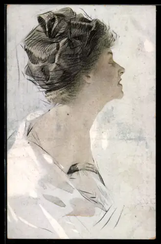 Künstler-AK sign. J. Peters: Mädchenkopf