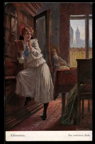 Künstler-AK sign. Giovannino: Das verlorene Buch