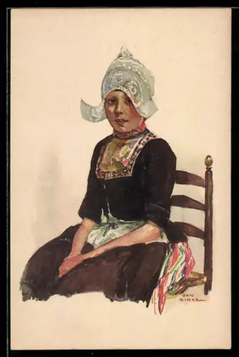 Künstler-AK sign. Jan Rinke: Junge Holländerin in Tracht