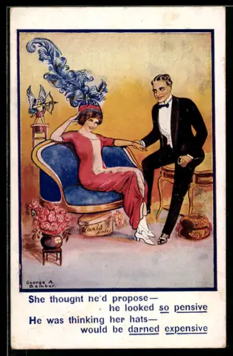 Künstler-AK sign. George A. Bamber: She thought he`d propose...