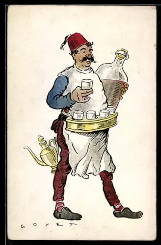 Künstler-AK sign. Goyet: Salonique, Marchand de Limonade