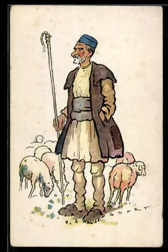 Künstler-AK sign. Goyet: Salonique, Berger de Macedonie
