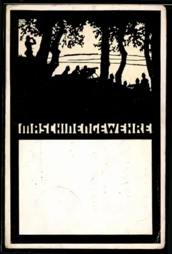 Künstler-AK sign. C. Tips: Soldaten mit Maschinengewehren im Wald