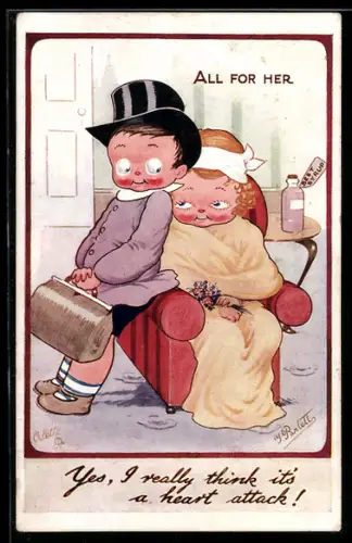 Künstler-AK sign. Parlett: Kleiner Arzt auf Hausbesuch