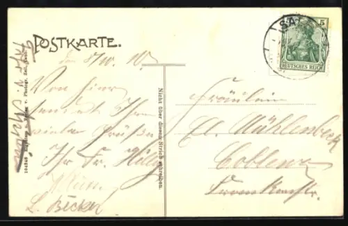 AK Bad Salzig a. Rhein, Ortsansicht mit Kirche und Rhein