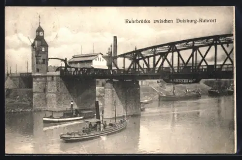 AK Duisburg, Ruhrbrücke zwischen Duisburg-Ruhrort