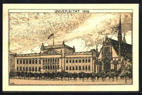 Künstler-AK Leipzig, Universität, Jubiläumsfeier 1909