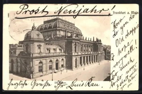 AK Frankfurt a. Main, Börse aus der Vogelschau