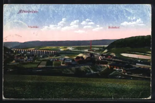 AK Altenbeken, Viadukt, Bahnhof und Umgebung