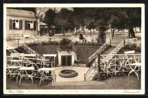 AK Bad Steben, Gasthaus Wiesenquelle mit Terrasse