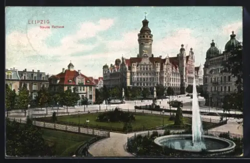 AK Leipzig, Neues Rathaus und Anlagen, Panorama