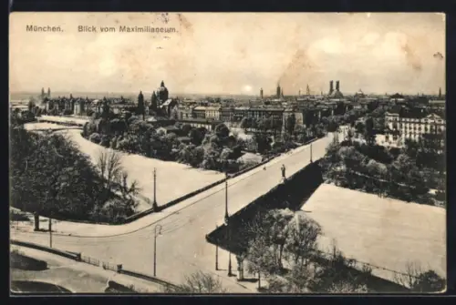 AK München, Blick vom Maximilianeum auf die Stadt