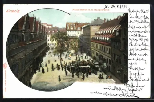 AK Leipzig, Naschmarkt mit Hauptwache