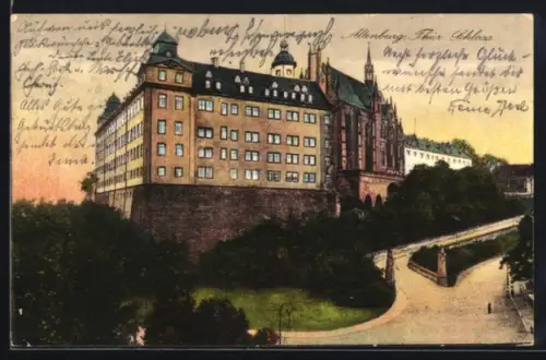 AK Altenburg /Th., Schloss mit Strasse