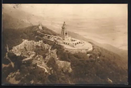 AK Kyffhäuser, Kyffhäuser-Denkmal, Luftaufnahme