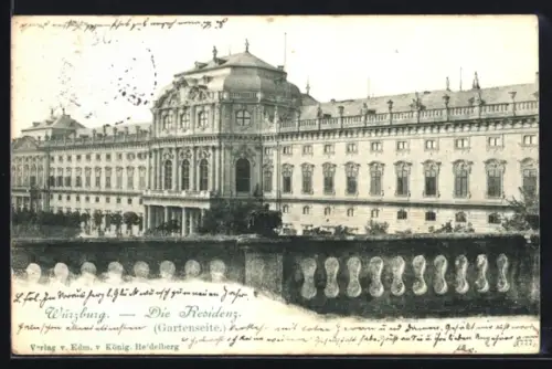 AK Würzburg, Residenz, Gartenseite