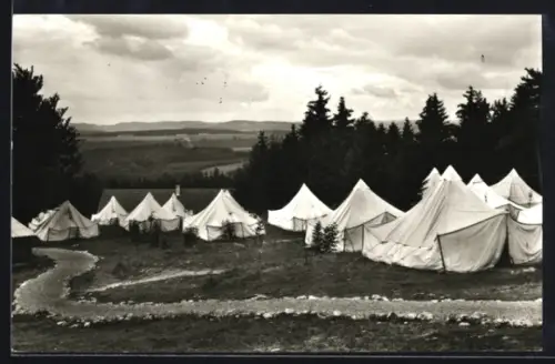 AK Onstmettingen /Württ., Raichberg, AV-Zeltlager, Zelte, Wald, Landschaft