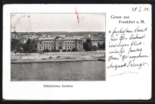 AK Frankfurt-Sachsenhausen, Städelsches Institut aus der Vogelschau