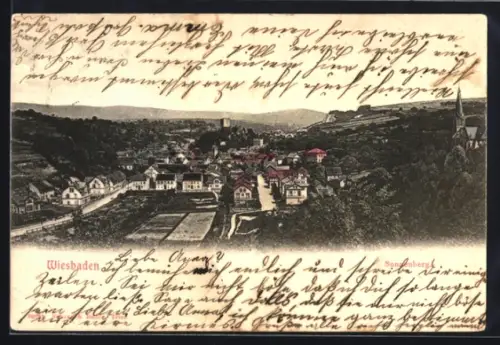 AK Wiesbaden-Sonnenberg, Ortsansicht aus der Vogelschau