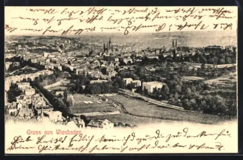 AK Wiesbaden, Panoramaansicht der Stadt