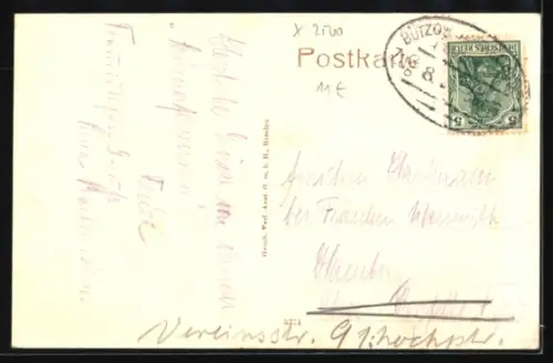 AK Rostock, Universität mit Blücher-Denkmal