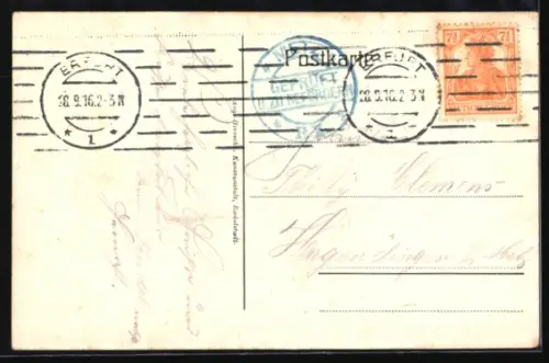 AK Erfurt, Rathaus mit Strassenpartie