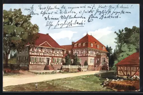 Künstler-AK Albrechts, Der Aschenhof der Deurtschen Gesellschaft für Kaufmanns-Erholungsheime