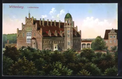 AK Wittenberg /Lutherstadt, Blick zum Lutherhaus