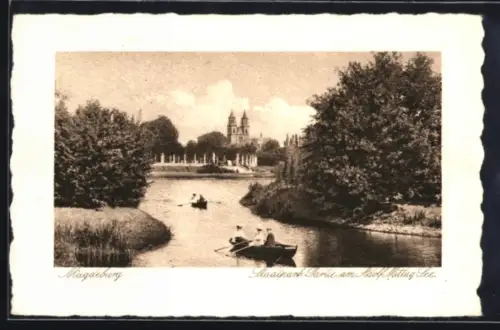 AK Magdeburg, Stadtpark-Partie am Adolf Mittag-See