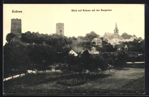 AK Kohren, Burgruine, Stadtansicht, Kirche