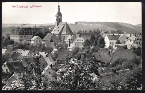 AK Wechselburg /Muldetal, Teilansicht mit Kirche