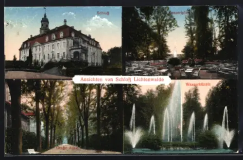 AK Schloss Lichtenwalde, Konzertplatz, Wasserkünste, Grosse Allee