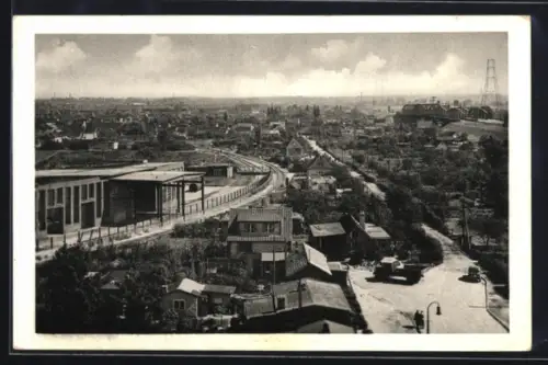 AK Hamburg-Moorfleet, Bahnhofsgebäude, Eisenbahnbrücke, Ortsansicht
